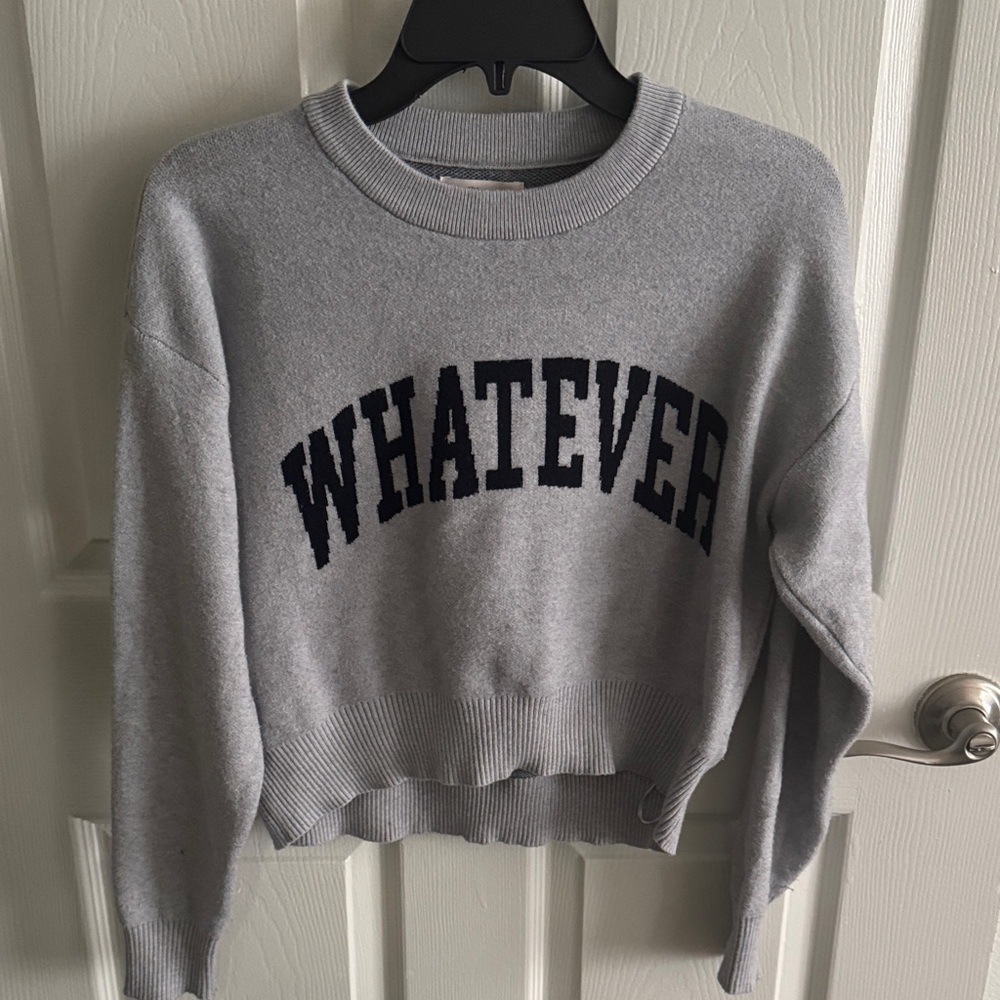 SO Gray 'Whatever' Crew Neck Sweater